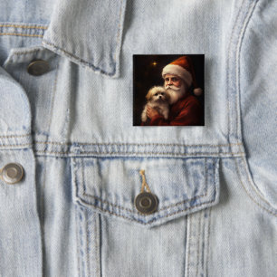 Maltesisch mit Weihnachtsmann Weihnachten Button