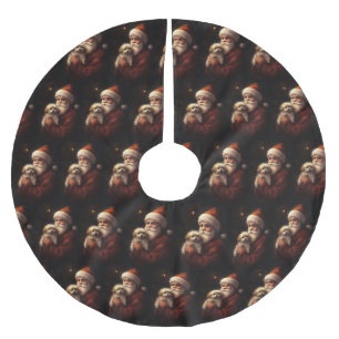 Maltesisch mit Weihnachtsmann Weihnachten Polyester Weihnachtsbaumdecke