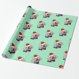 Maltesisch mit Weihnachtsmannmütze Geschenkpapier