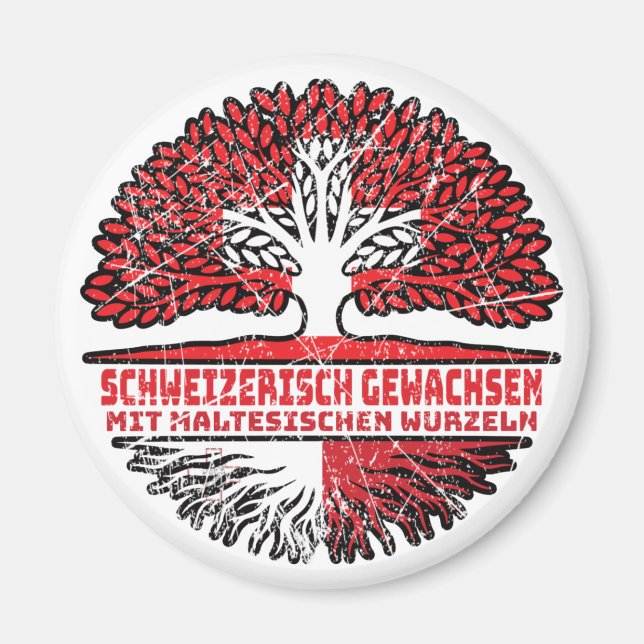 Maltesisch Schweizer Schweiz Baum Wurzel Magnet (Vorne)