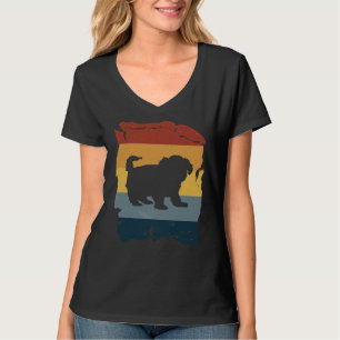 Maltesisch Shih Tzu Distressed Vintag Retro Silhou T-Shirt
