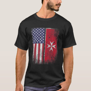 Maltesische amerikanische Flagge Malta Cross USA A T-Shirt