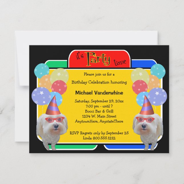 Maltesische Birthday Barke Einladung (Vorderseite)