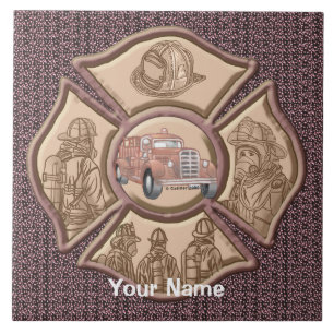 Maltesische Cross-Rev Feuerwehr-Keramik Tile Fliese