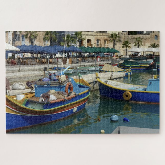 Maltesische farbenfrohe Boote Puzzle (Horizontal)