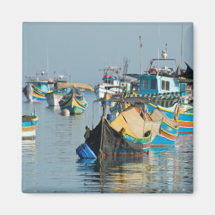 Maltesische Fischerboote   Marsaxlokk in Malta Magnet