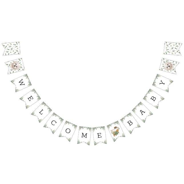 Maltesische Greenery Baby Shower Puppy Bunting Fla Wimpelkette (Alle)