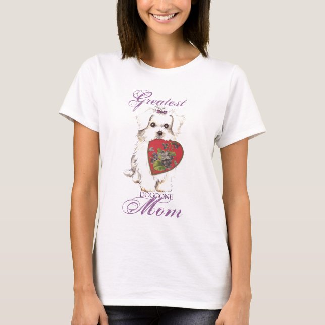 Maltesische Herz-Mama T-Shirt (Vorderseite)