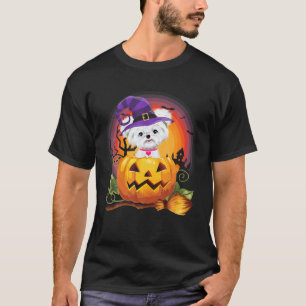 Maltesische Hexenkürbis Halloween Hund Lover Kostü T-Shirt
