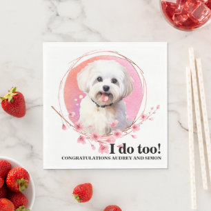 Maltesische HochzeitsNapkins mit Foto von Hunden Serviette