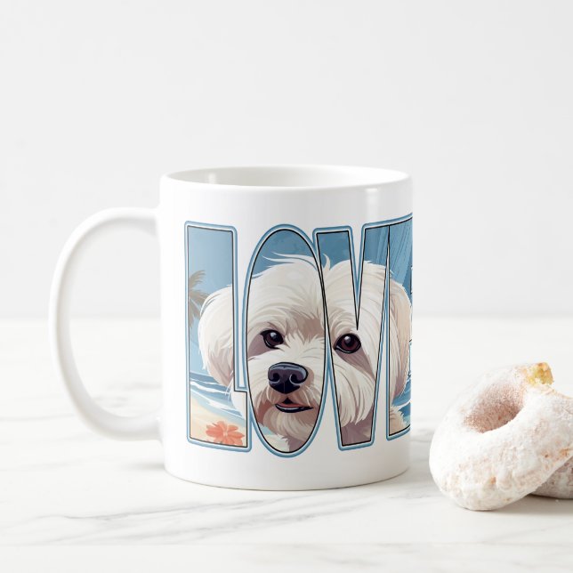 Maltesische Hunde-Liebe Kaffeetasse (Mit Donut)