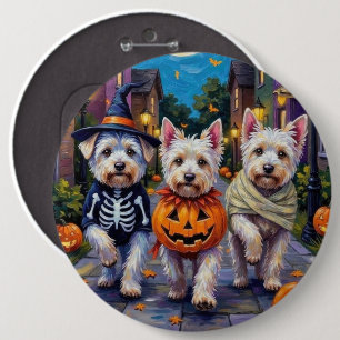 Maltesische Hunde Trick-or-Treating Halloween-Kost Button
