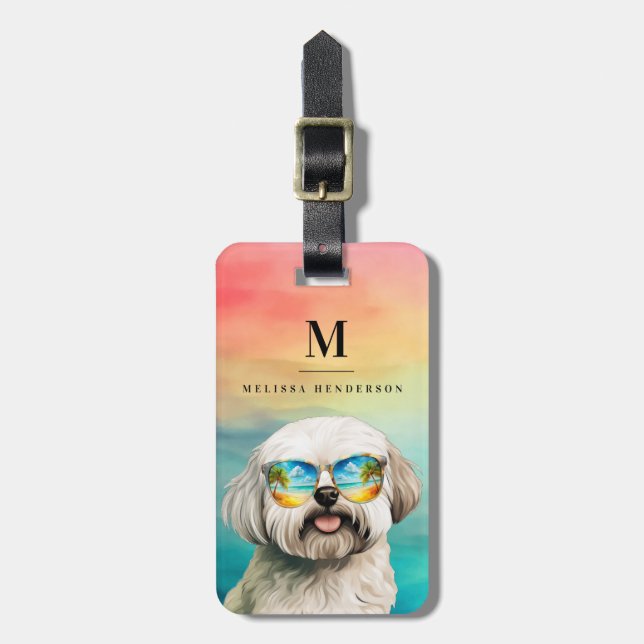 Maltesische Hundesymbole Gepäckanhänger (Vorderseite vertikal)