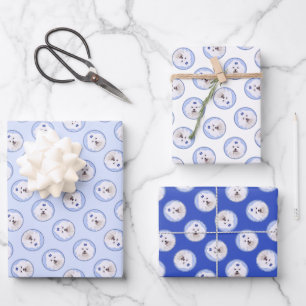 Maltesische Malerei Blue Bow Niedlich Original Hun Geschenkpapier Set