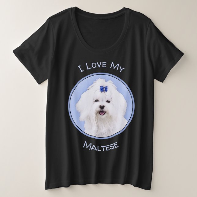 Maltesische Malerei - Niedliche Originalkunst des  Große Größe T-Shirt (Design vorne)