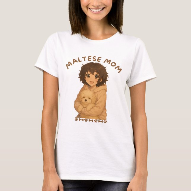 Maltesische Mama Anime Style T-Shirt (Vorderseite)