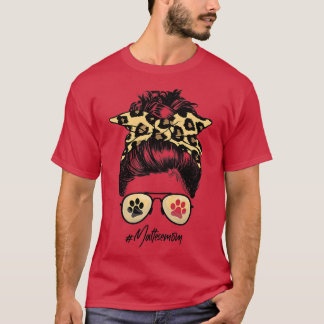 Maltesische Mama Hund Mama Messing Haar Bun Leopar T-Shirt