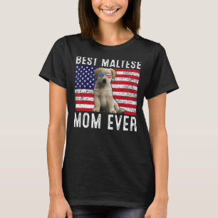 Maltesische Mama US amerikanische Flagge Malteser T-Shirt
