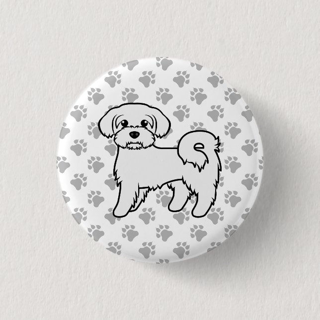 Maltesische Niedliche Cartoon Dog Illustration Button (Vorderseite)