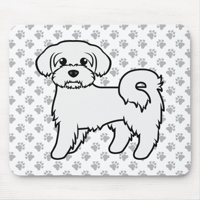 Maltesische Niedliche Cartoon Dog Illustration Mousepad (Vorne)