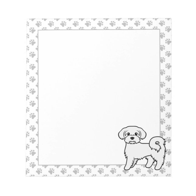 Maltesische Niedliche Cartoon Dog Illustration Notizblock (Vorderseite)