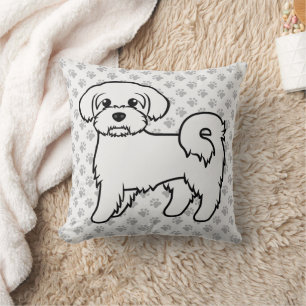 Maltesische Niedliche Cartoon Dog Illustration & P Kissen