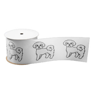Maltesische Niedliche Cartoon Dog Illustration Satinband