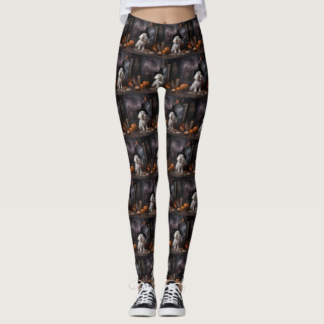 Maltesische Pumpkins Halloween Beängstigend Leggings (Vorderseite)