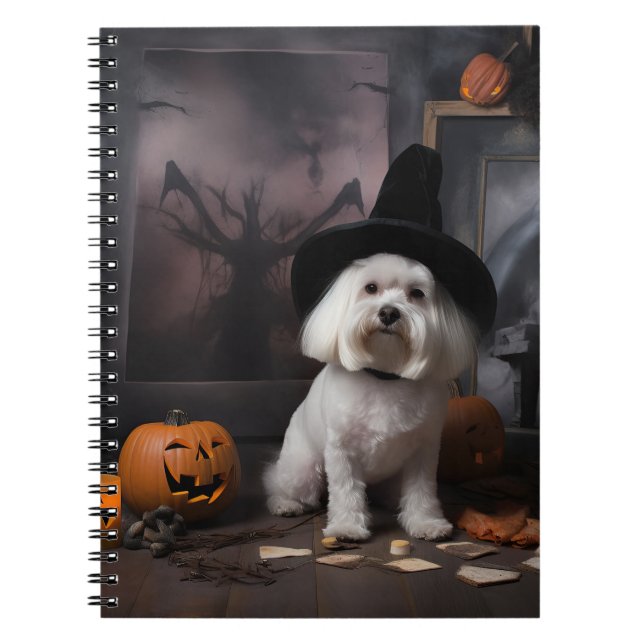Maltesische Pumpkins Halloween Beängstigend Notizblock (Vorderseite)