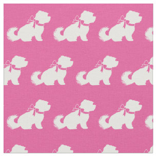 Maltesische Silhouette Hund Pet Pink Stoff