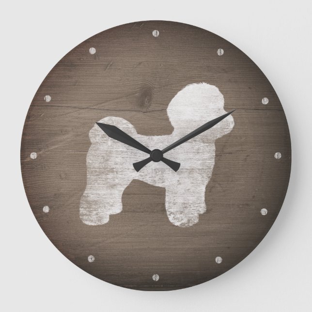 Maltesische Silhouette Rustikal Große Wanduhr (Vorderseite)