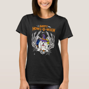 Maltesische Skeleton Herz Happy Howl O Ween Costum T-Shirt