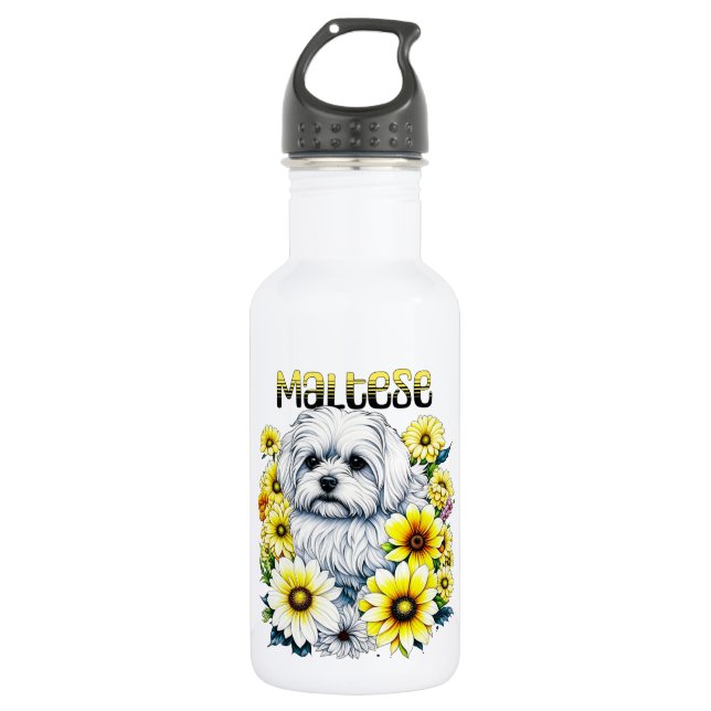 Maltesische Wasserfarbe i Art für Hundebesitzer Edelstahlflasche (Vorderseite)
