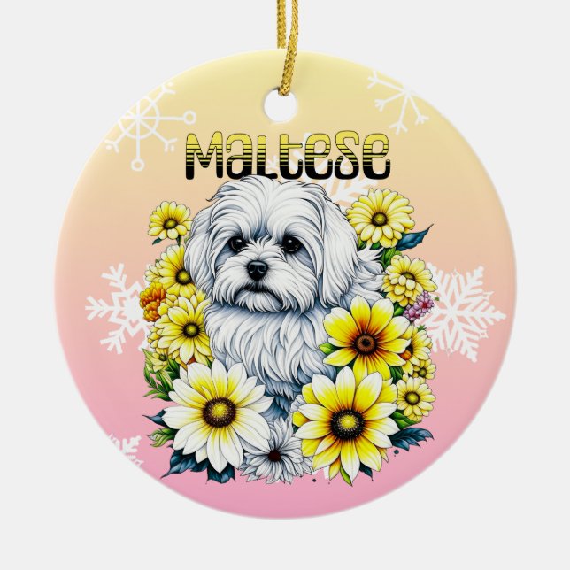 Maltesische Wasserfarbe i Art für Hundebesitzer Th Keramik Ornament (Vorne)