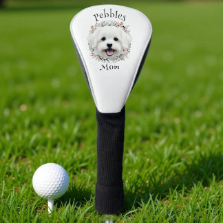 Maltesische Wasserfarbe und Blumenkranz Golf Headcover