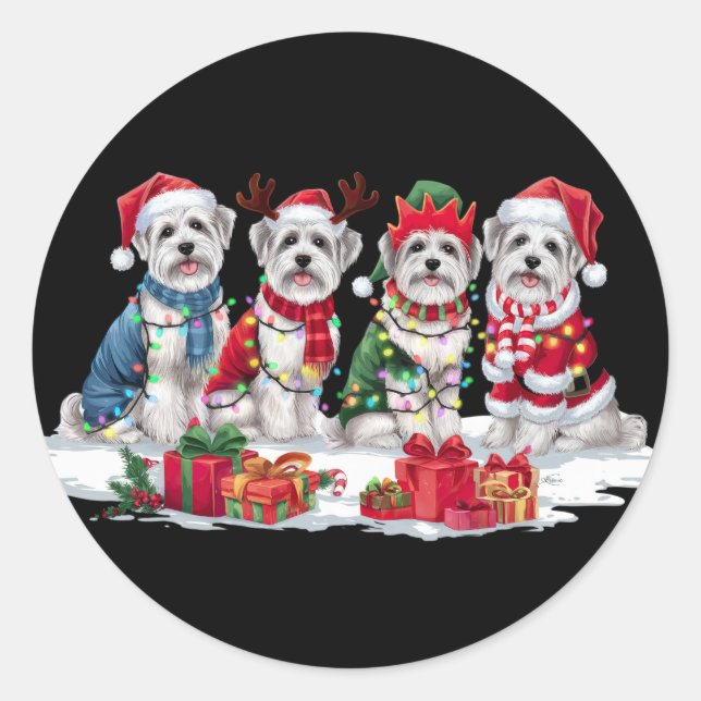 Maltesische Weihnachtsmannmütze gegen elf Weihnach Runder Aufkleber (Vorderseite)