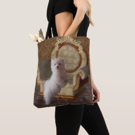 Maltesische Welpe auf Stuhl Hunde Kunst