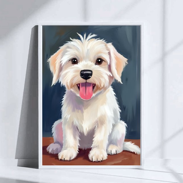 Maltesische Welpe White Dog Malerei Poster (Von Creator hochgeladen)