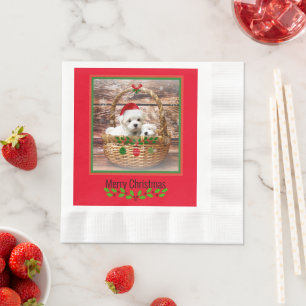 Maltesische Welpen Weihnachtsgestaltung Serviette