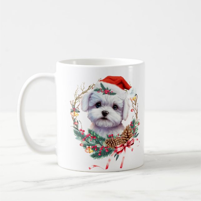 Maltesische Welpenweihe, maltesischer Hund Kaffeetasse (Links)