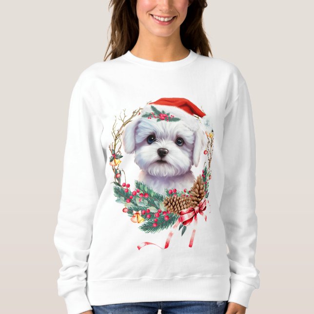 Maltesische Welpenweihe, maltesischer Hund Sweatshirt (Vorderseite)
