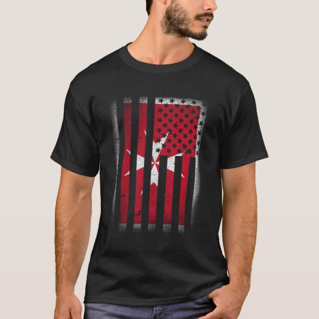 Maltesischer amerikanischer Flaggenstaat Malta Cro T-Shirt (Vorderseite)