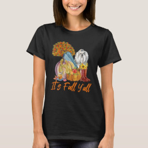 Maltesischer Besitzer Niedlicher Herbsthund übertr T-Shirt