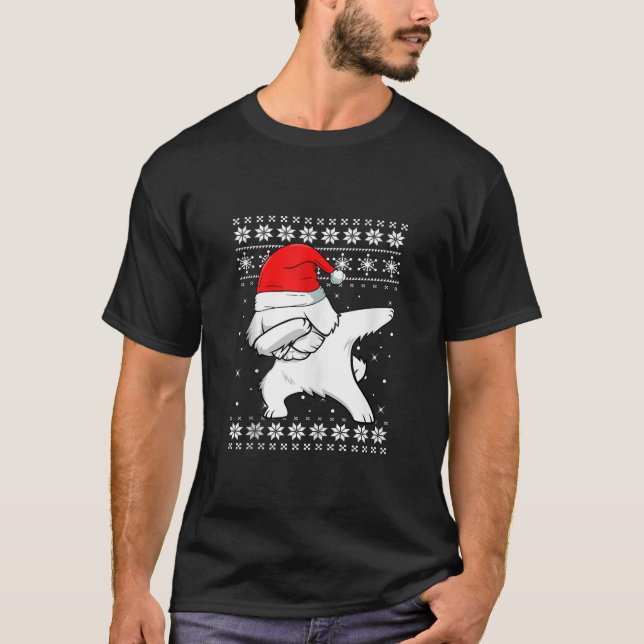 Maltesischer Dabbing Dance Hund Ugly Sweater Chris T-Shirt (Vorderseite)