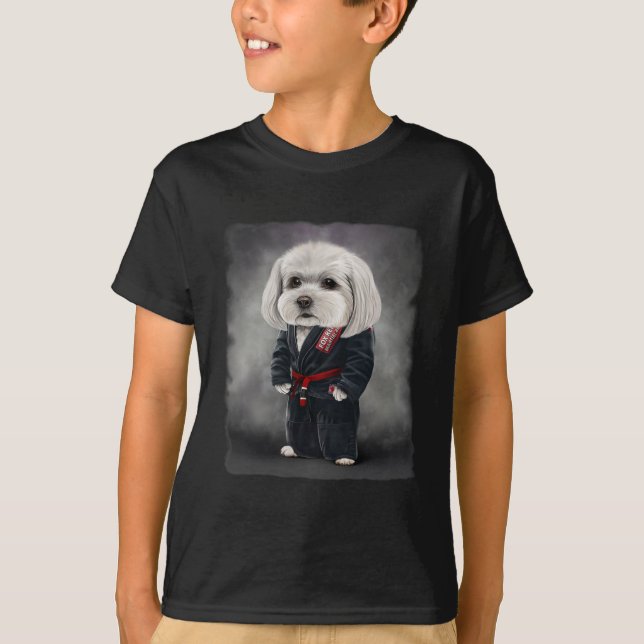 Maltesischer Hund Judo Karate Master in Black Judo T-Shirt (Vorderseite)