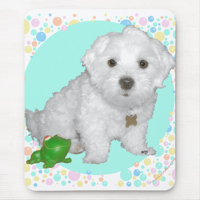 Maltesischer Hund mit Blasen Mousepad (Vorne)