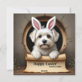 maltesischer Hund mit Familienname Feiertagskarte