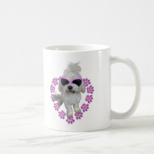 Maltesischer Hund mit rosa Sonnenbrille Kaffeetasse