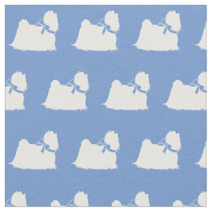 Maltesischer Hund Silhouette Pet Light Blue Stoff