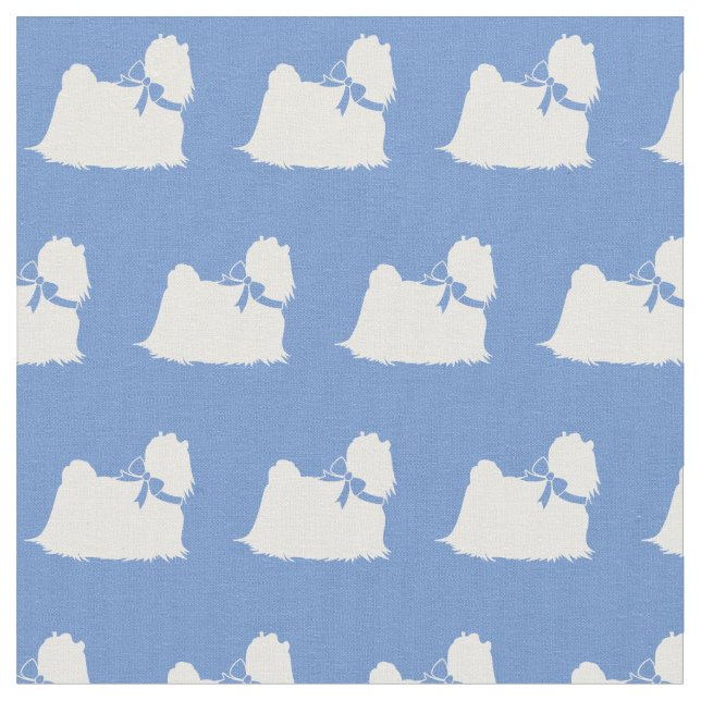 Maltesischer Hund Silhouette Pet Light Blue Stoff (Nahaufnahme)